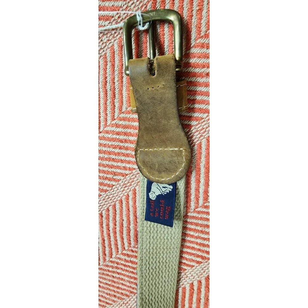 A Tail We Could Wag Leather Cotton Multicolor Striped Belt Sz‎ 34 Tribal Unisex